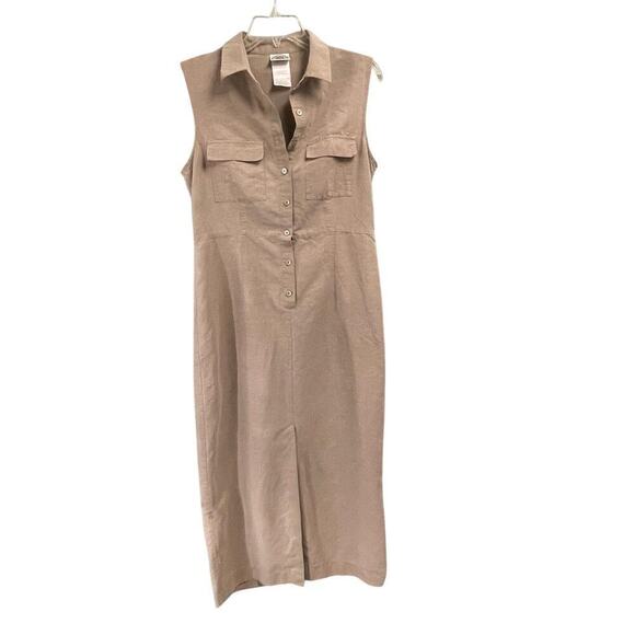 Vintage Laura Ashley Linen Blend Size 8 Long Dress Lagenlook Minimalist Midi - Picture 1 of 4